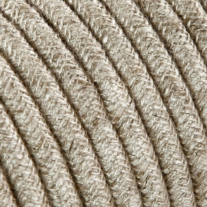 Electrical Round Cable 2X o 3X 5 meters in Fabric Canvas Beige