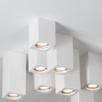 Molveno Lighting Neos Small Square Ceiling Lamp Plaster