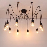 Vintage Suspension Ceiling Lamp 10 E27 40W Lampholder Black