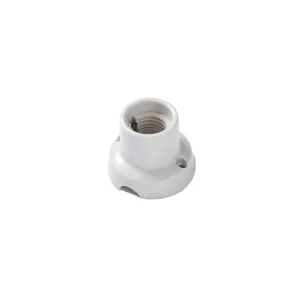 Portalampada Vintage E27 in Porcellana Base Dritta Bianco Parete o Soffitto
