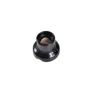 Portalampada Vintage E27 in Porcellana Base Dritta Nero Parete o Soffitto