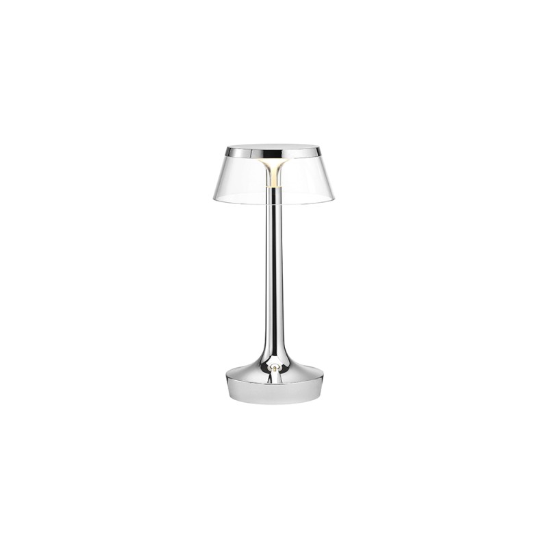 Flos Bon Jour Unplugged lampada ricaricabile cromo-trasparente Flos Bon Jour Unplugged lampada ricaricabile cromo-trasparente