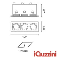 IGuzzini 4251 Frame 3 luci 3 X G12 faro incasso lampada cornice