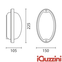 IGuzzini 7113 Ellipse Gray Applique E27 Ceiling Lamp For