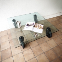 Fontana Arte Table with Wheels Decorative Square Glass Table