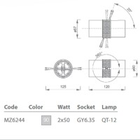 Mizar ARGUS2 SPOTS adjustable 2xG6,35 for cable 12V system in