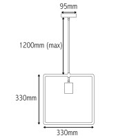 Square black pendant lamp in metal with lamp holder for E27 bulb