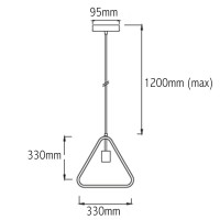 Triangle black pendant lamp in metal with lamp holder for E27