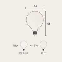 Lampadina LED Curved Vintage Globo D.95 E27 5W 2200K 150lm Fume