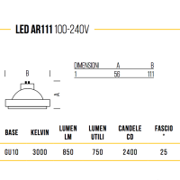 Bot Lighting Shot AR111 LED GU10 10.5W-77W 3000K 850lm bulb