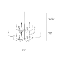 Luceplan J-US led chandelier Black 1 H54