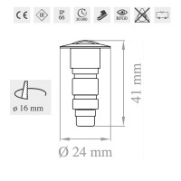 Lampo EYELED Faretto LED Da Incasso con palpebra 1W 350mA IP66