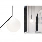 Flos IC S1 Suspension Pendant Lamp E14 in Opal Glass Black by