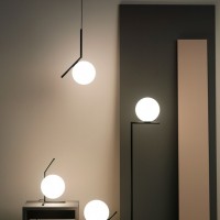 Flos IC S2 Suspension Pendant Lamp E27 in Opal Glass Black
