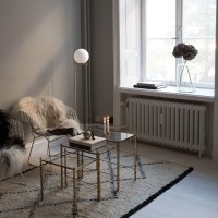 Flos IC F1 Floor Lamp Brass and Blown Glass