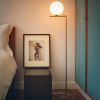 Flos IC F2 Floor Lamp Brass and Blown Glass