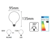 Daylight Italia LED Milk Bulb Globe 95 E27 7.5W Dimmable 806lm