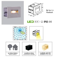 PAN Fast LED 3W 45° 3000K 90lm Recessed Marker Grey IP65