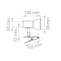 Lampo Spot E27 With Clamp In Metal Adjustable With Switch And