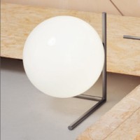 Flos IC T2 Table Lamp E27 in Opal Glass and Chrome By Michael