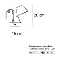 Artemide Tolomeo Micro Pinza Arancione Lampada da Tavolo Parete