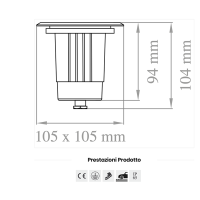 Lampo Square Downlight Carriageable GU10 Made of Stainless