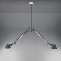 Artemide Tolomeo Sospensione Due Bracci Colore Alluminio By