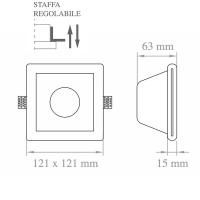 Lampo Faretto GU10 Da Incasso a Soffitto In Gesso Con Vetro