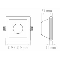 Lampo Faretto GU10 Da Incasso a Soffitto In Gesso Quadrato Per