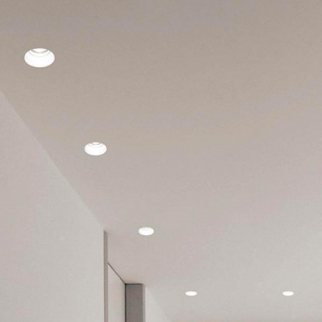 Lampo Ceiling Recessed Gu10 Flat Downlight In Plaster With Round Shape And Hole For Leds Diffusione Luce Srl