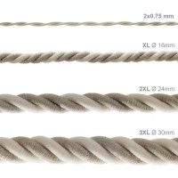 Electric Cable XL Natural Linen / Cotton Cord 3x Spiral Braided