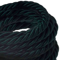Electric Cable XL Glossy Dark Green Cord 3x Spiral Braided 300