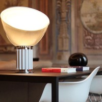 Flos Taccia LED 28W Dimmable Table Lamp in Glass Silver Color