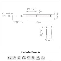 Lampo Neon Striscia LED In Silicone Slim 5mm 8W 12V Luce