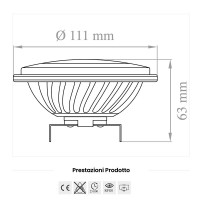 Lampo AR111 COB LED Bulb G53 15W 45° 12Volt Aluminum High