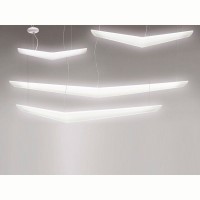 Artemide Mouette LED 80W Asymmetrical Suspension Lamp White By
