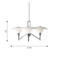 Louis Poulsen PH 2/1 Rigid Triple Suspension in Blown White