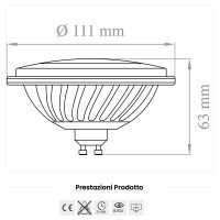 Lampo ES111 COB LED Lampadina Gu10 13W 45° 100-240V In