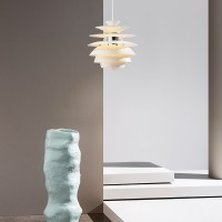 Louis Poulsen PH Snowball Suspension Lamp In White Aluminum By
