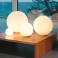 Artemide Dioscuri Spherical Table Lamp In Steel And White Blown