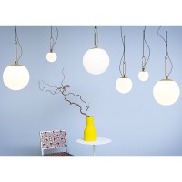 Artemide Nh Suspension Single Pendant Lamp With Glass And Brass