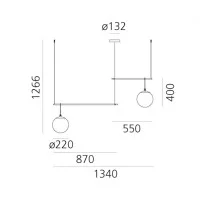 Artemide Nh S3 2 Arms Multiple Pendant Lamp Glass And Brass Artemide Nh S3 2 Arms Multiple Pendant Lamp Glass And Brass