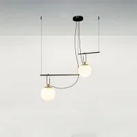 Artemide Nh S3 2 Arms Multiple Pendant Lamp Glass And Brass Artemide Nh S3 2 Arms Multiple Pendant Lamp Glass And Brass