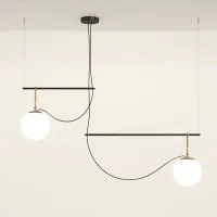 Artemide Nh S3 2 Arms Multiple Pendant Lamp Glass And Brass Artemide Nh S3 2 Arms Multiple Pendant Lamp Glass And Brass