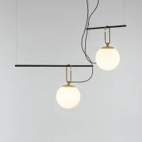 Artemide Nh S3 2 Arms Multiple Pendant Lamp Glass And Brass Artemide Nh S3 2 Arms Multiple Pendant Lamp Glass And Brass
