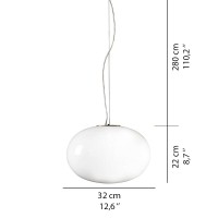 Oluce Alba 465 Suspension Lamp With Diffused Light In Opal