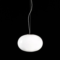 Oluce Alba 465 Suspension Lamp With Diffused Light In Opal