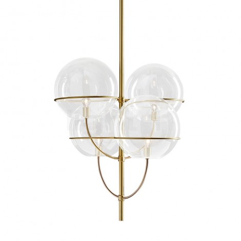 Oluce Lyndon Suspension Lamp With Metal Structure Globes In