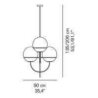 Oluce Lyndon Suspension Lamp With Metal Structure Globes In