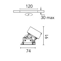 Flos Kap 80 Plus LED 13.4W Wall Washer NO TRIM Square Recessed